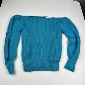 Glory 3 Gloria Furman Angora Rabbit Hair Sweater Blue Vintage Warm Cozy MEDIUM